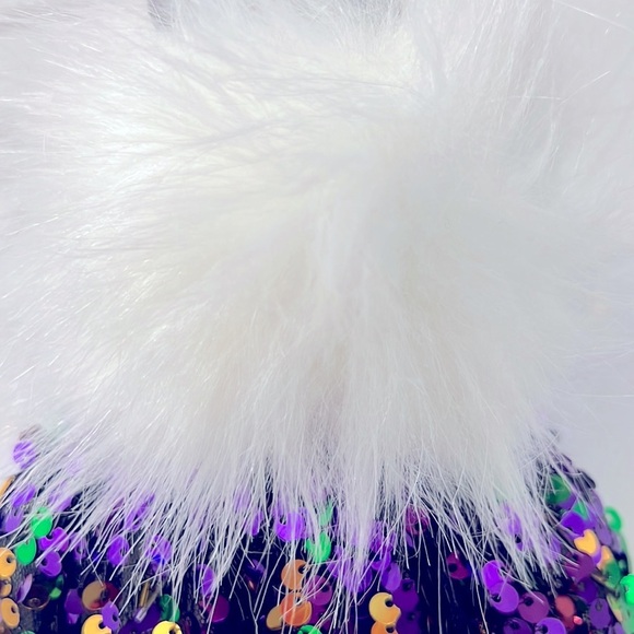 Colorful Sequin Beanie | Mardi Gras Theme | Warm & Festive | Soft Knitted - Picture 2 of 5